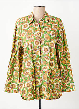 Cămașă imprimeu floral mâneci lungi verde NICE THINGS femeie