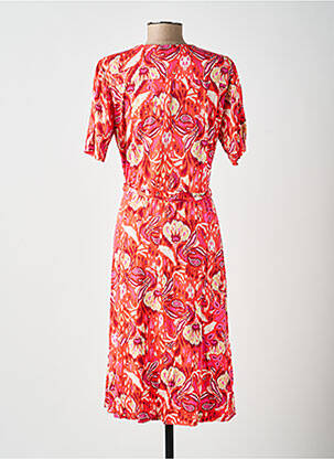 Rochie midi imprimeu floral mâneci scurte portocalie YEST femeie