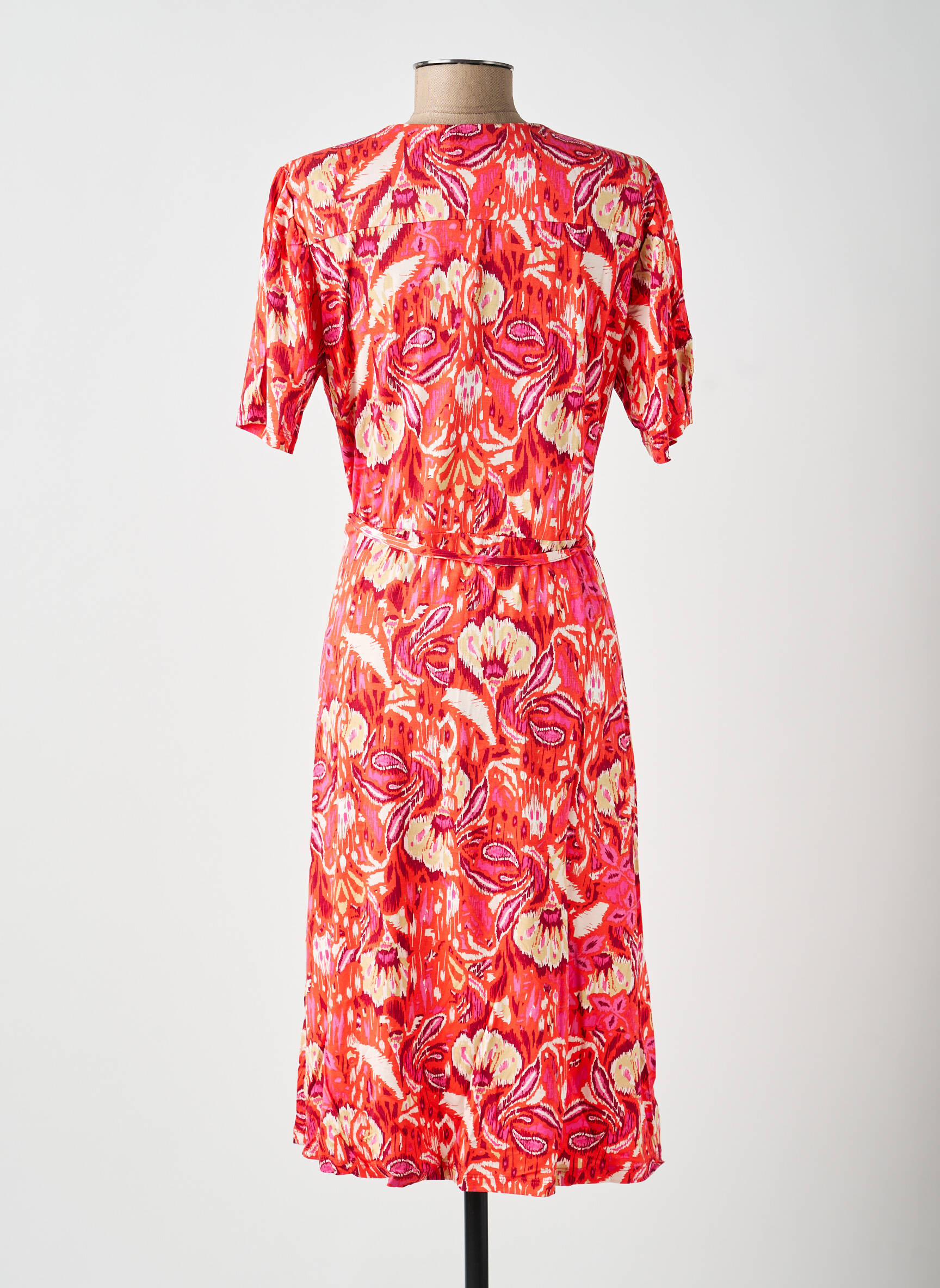 Rochie midi imprimeu floral mâneci scurte portocalie YEST femeie