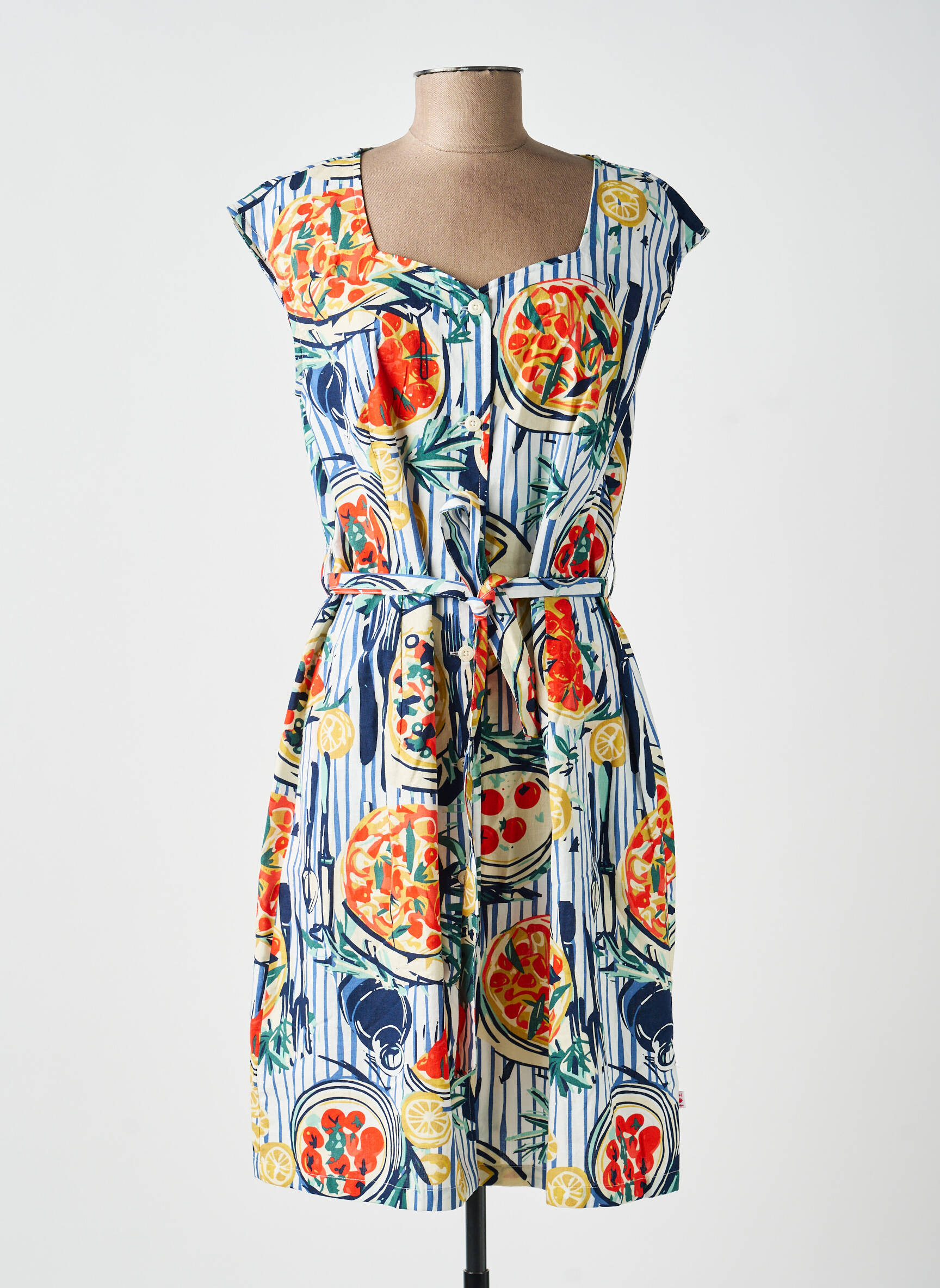 Rochie midi mâneci scurte mâneci scurte albastru BLUTSGESCHWISTER femeie