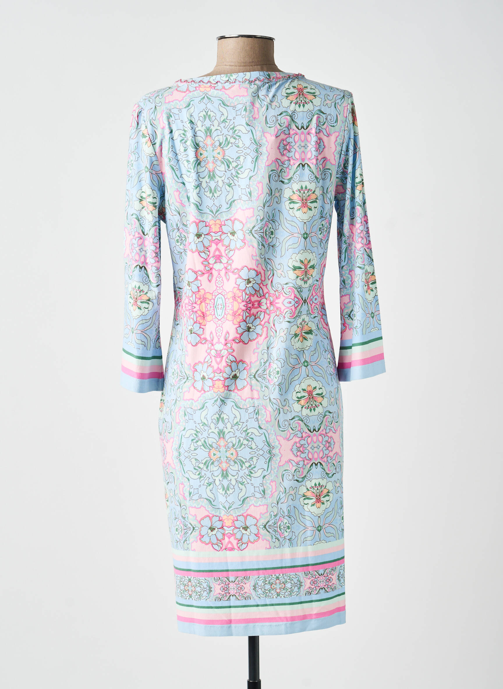 Rochie midi imprimeu floral mâneci lungi albastru ESQUALO femeie