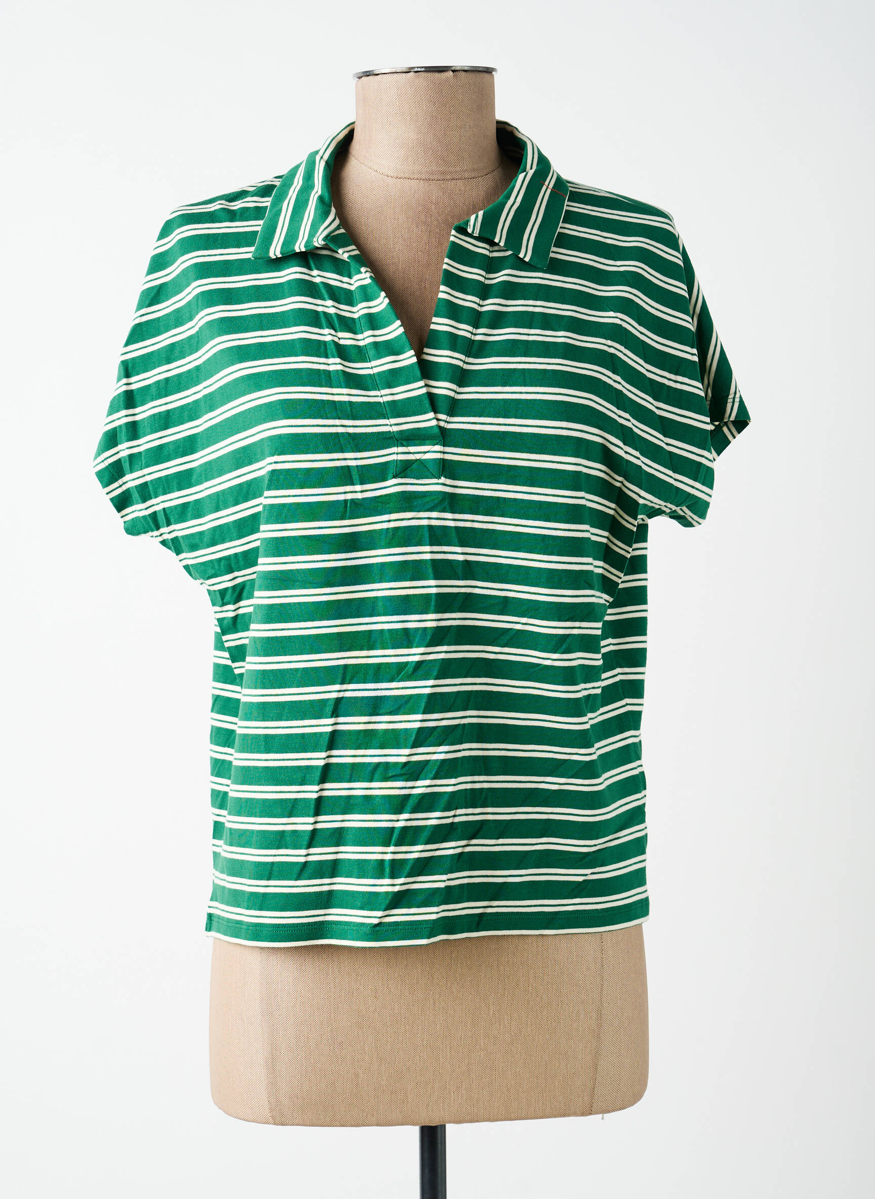 Top elasticitate mâneci scurte verde NICE THINGS femeie