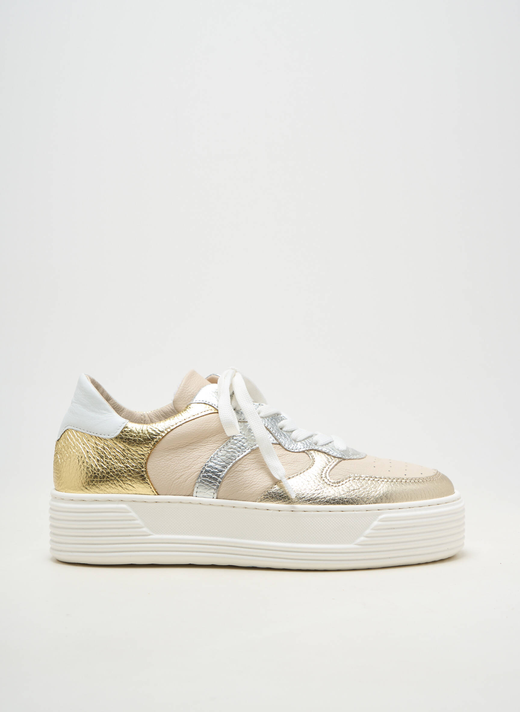 Adidași material neted toc de 4 la 6 cm bej METAMORF'OSE femeie