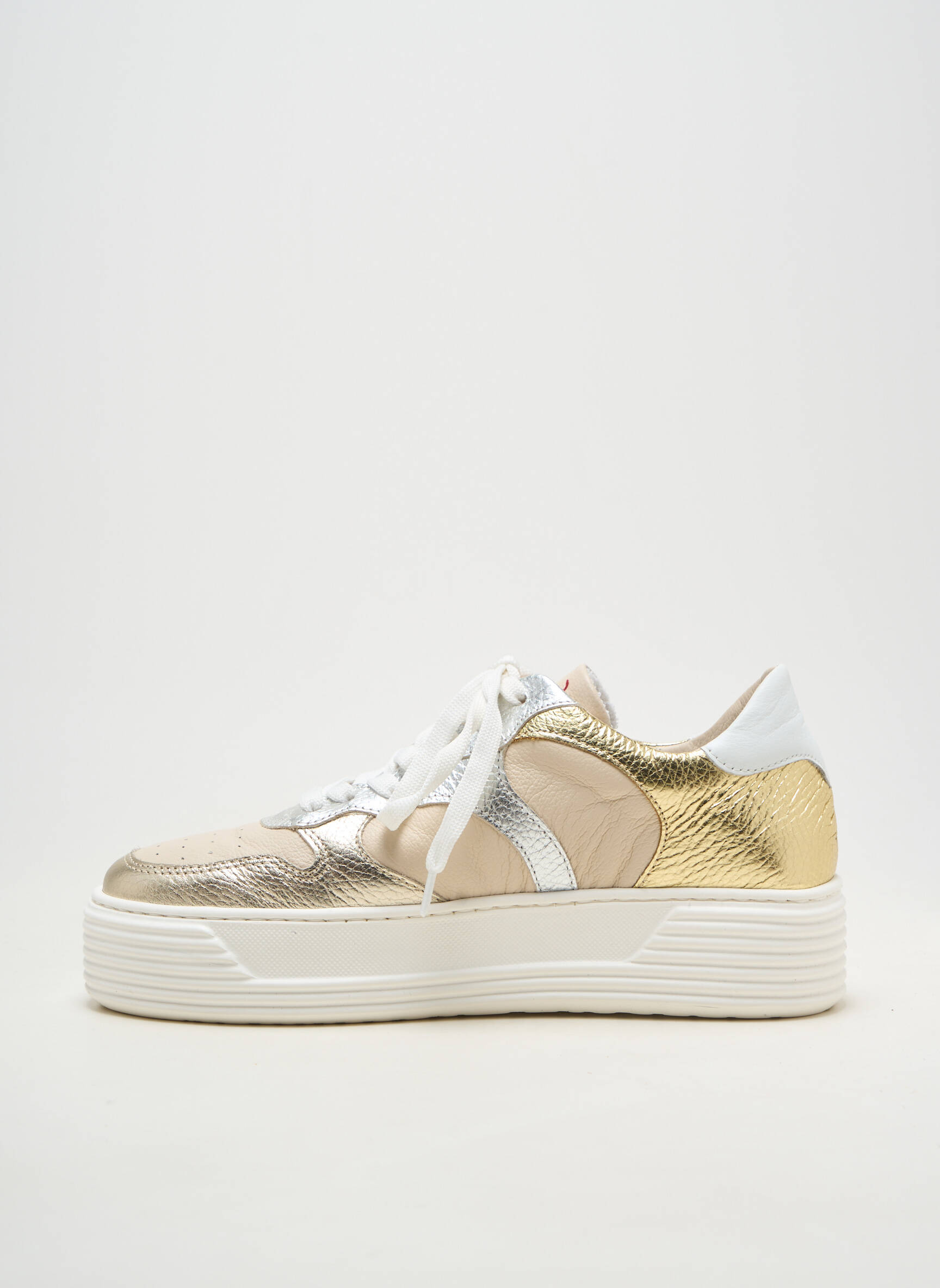 Adidași material neted toc de 4 la 6 cm bej METAMORF'OSE femeie