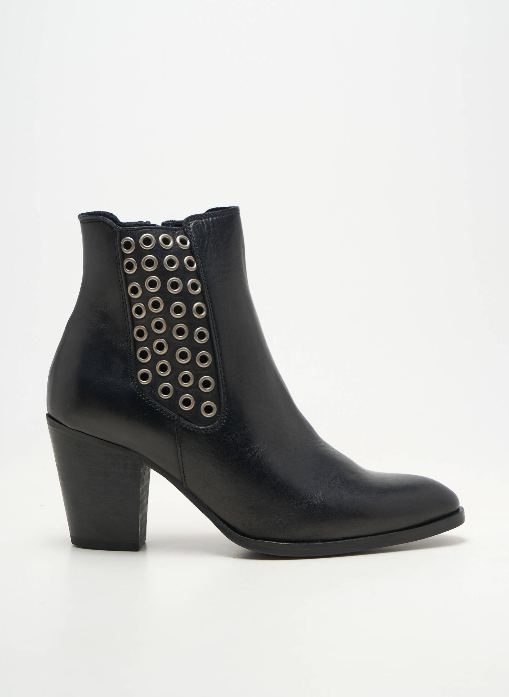 Botine/ghete material neted toc de 7 la 9 cm negru REQINS femeie