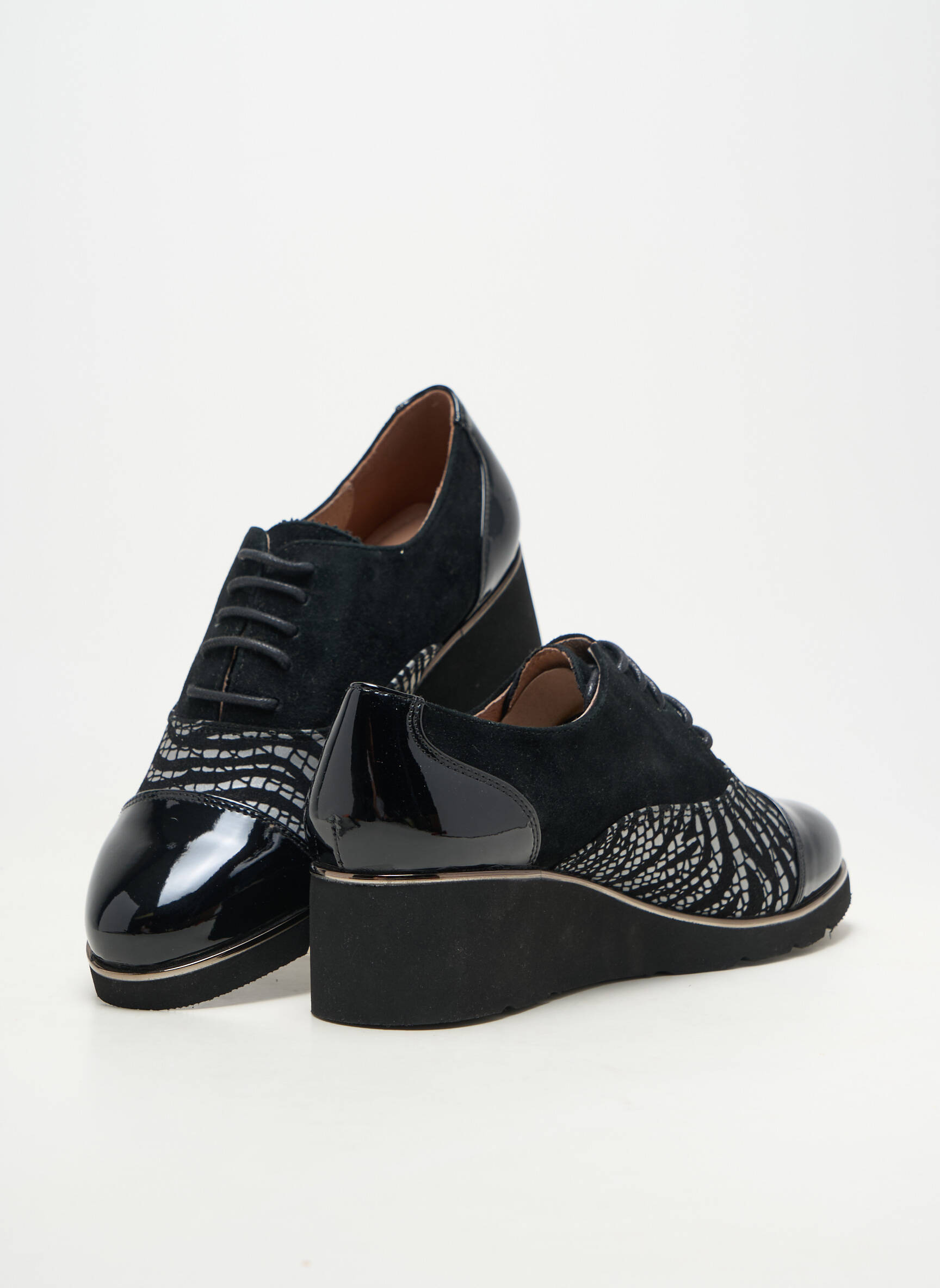 Derby-uri material neted toc de 4 la 6 cm negru METAMORF'OSE femeie