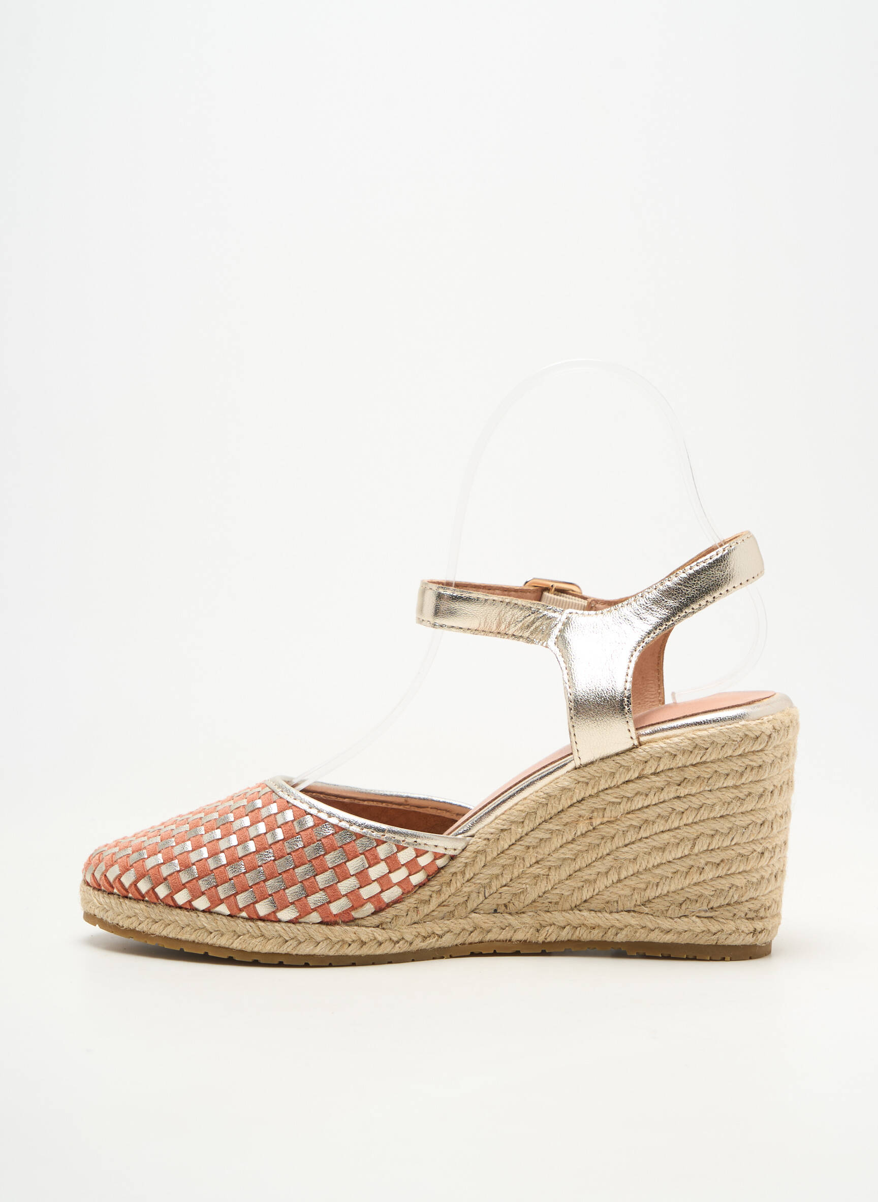 Espadrile vârf rotund toc de 7 la 9 cm portocalie EMILIE KARSTON femeie