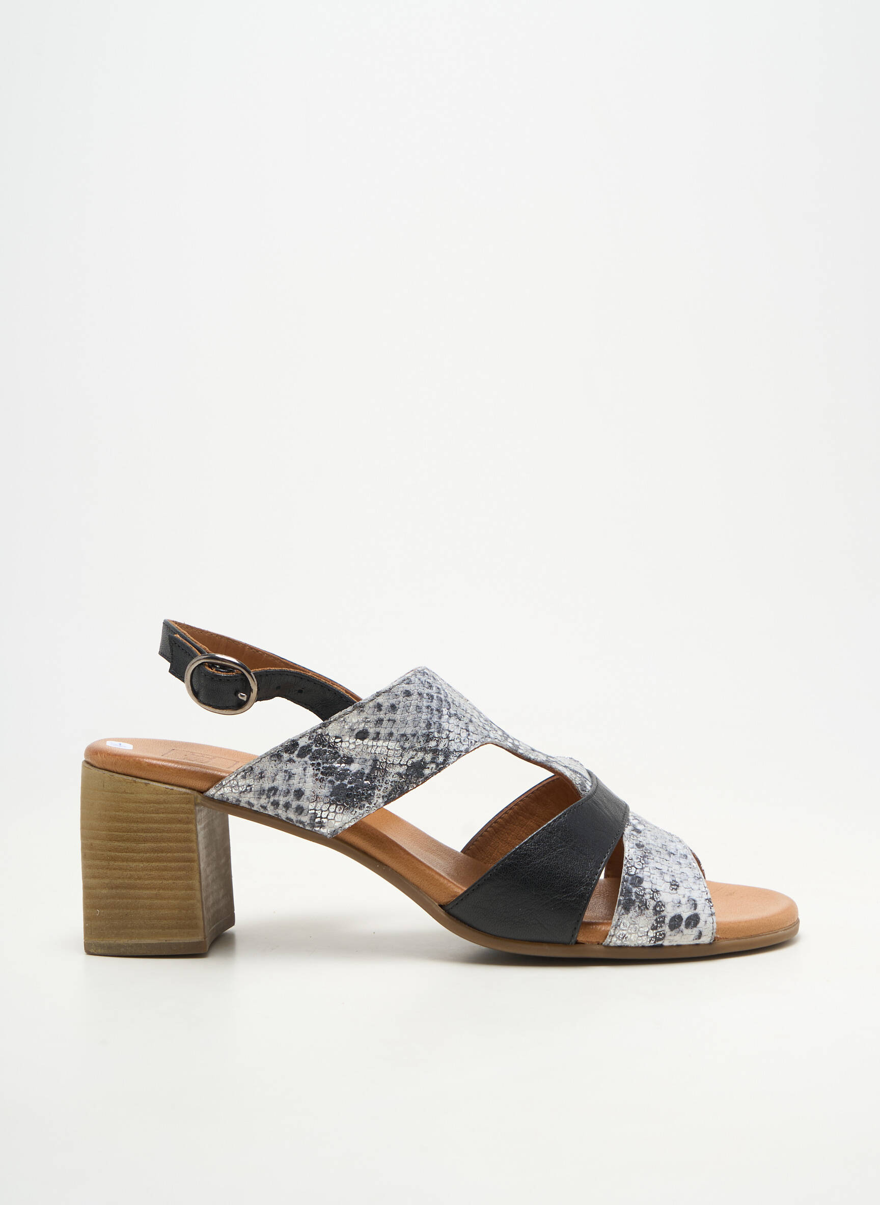 Sandale/pantofi decupați material neted toc de 4 la 6 cm negru ELUE PAR NOUS femeie