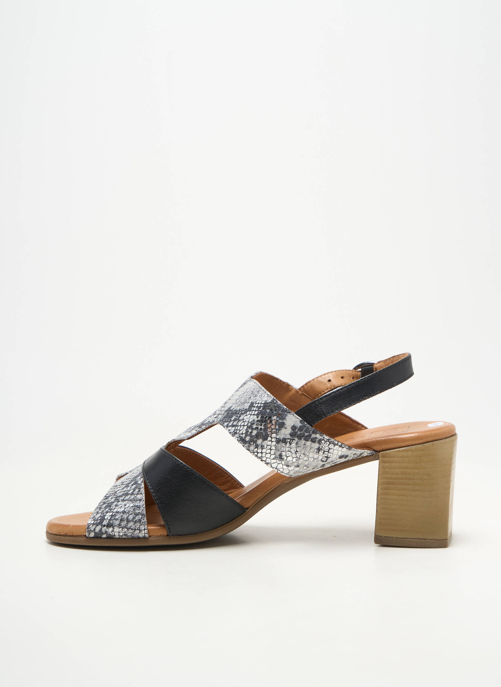 Sandale/pantofi decupați material neted toc de 4 la 6 cm negru ELUE PAR NOUS femeie