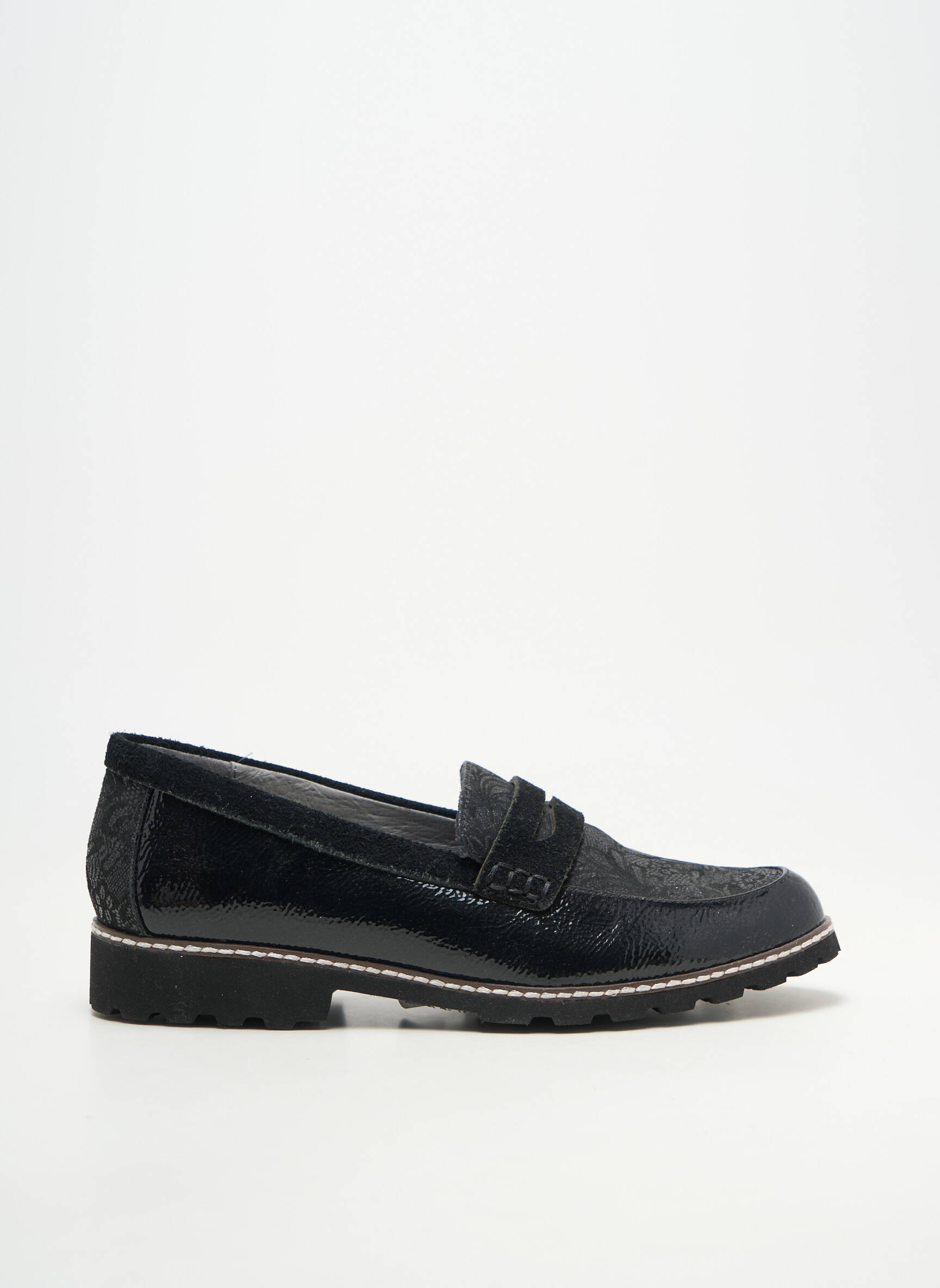 Mocasini material neted toc plat până la 3 cm negru FUGITIVE femeie