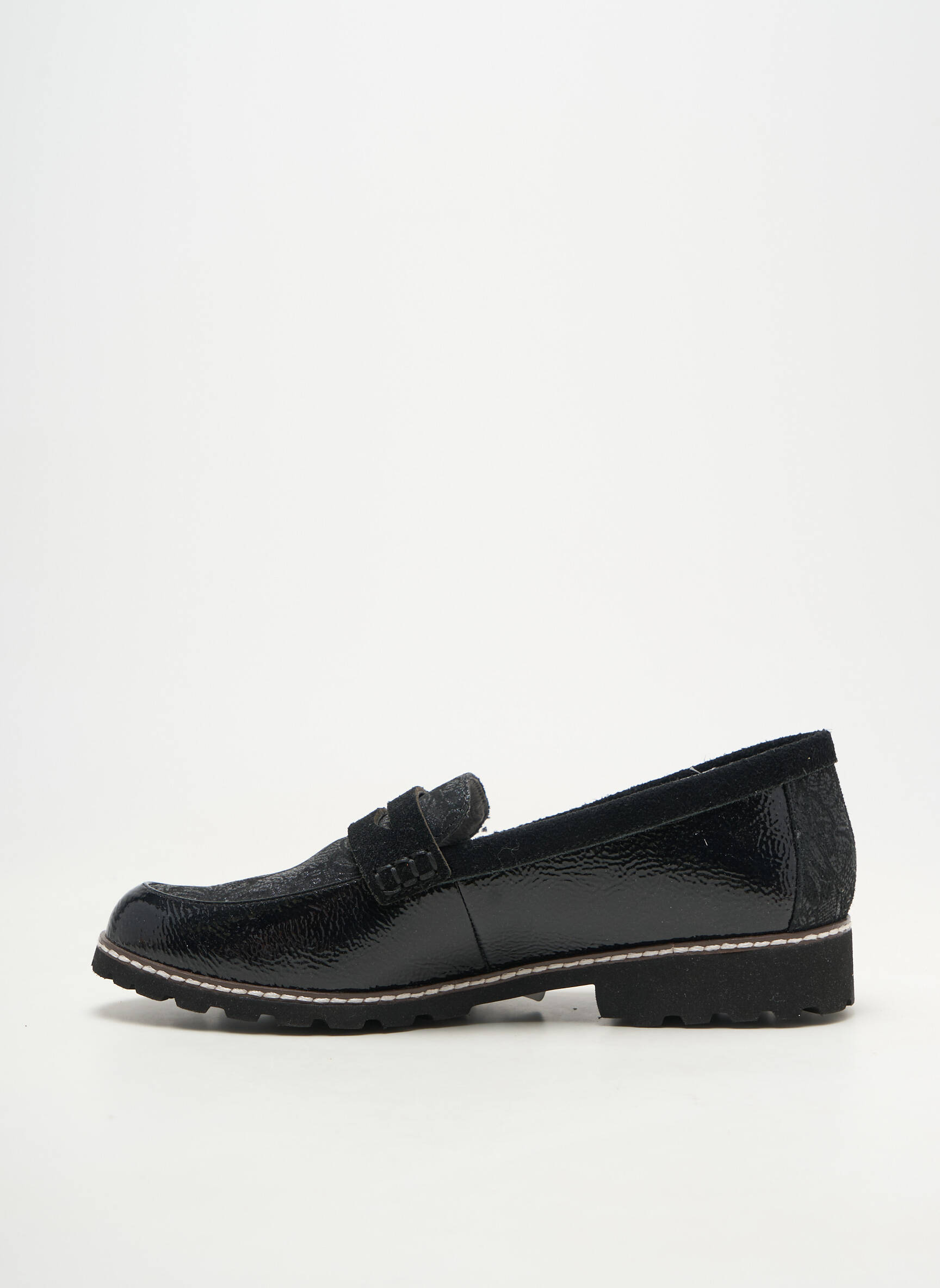 Mocasini material neted toc plat până la 3 cm negru FUGITIVE femeie