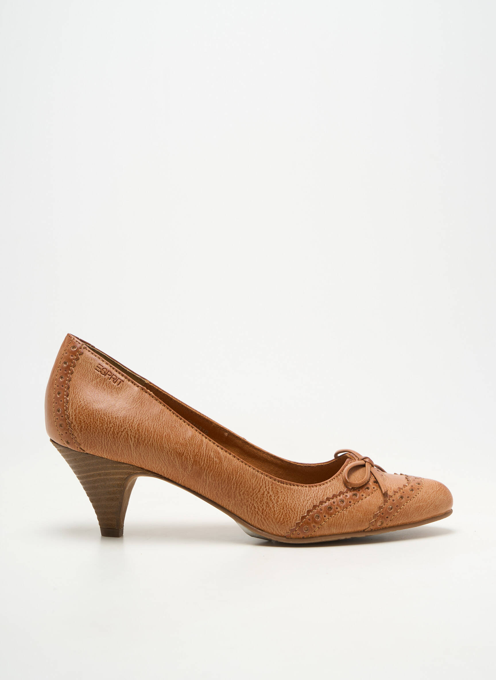 Pantofi cu toc material neted toc de 4 la 6 cm maro ESPRIT femeie