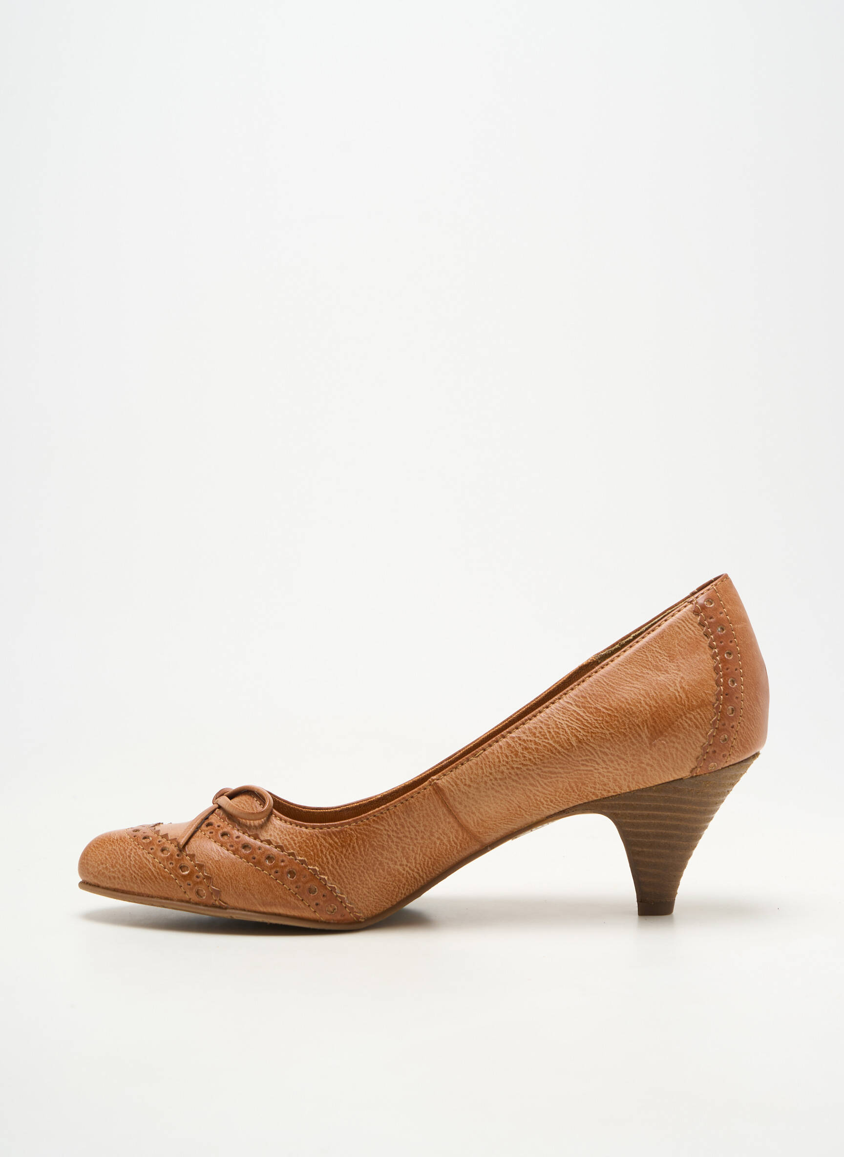 Pantofi cu toc material neted toc de 4 la 6 cm maro ESPRIT femeie