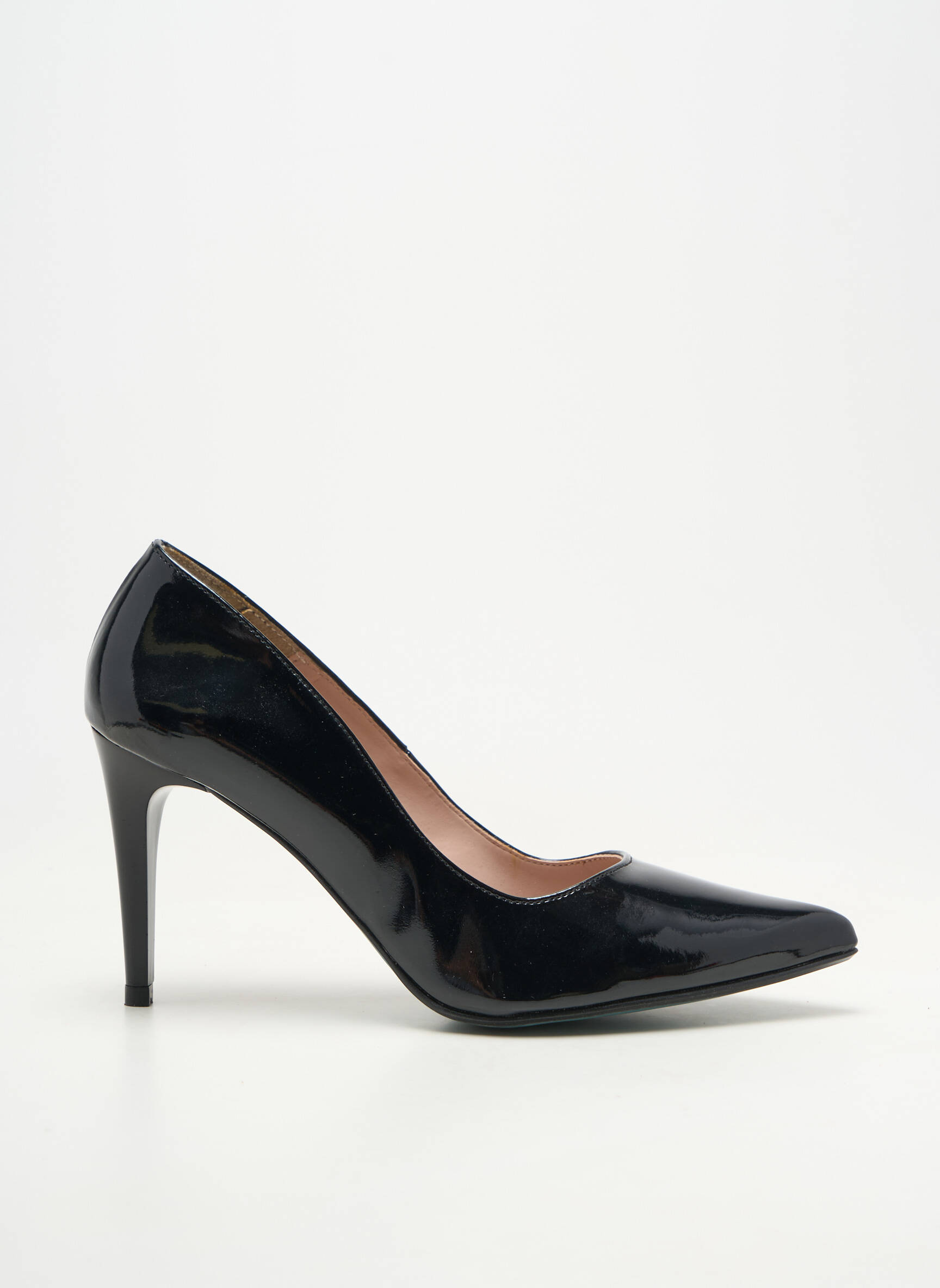 Pantofi cu toc material neted toc de 7 la 9 cm negru GIULIA femeie