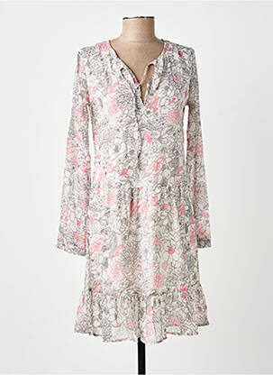 Rochie midi imprimeu floral mâneci lungi alb BELLAWAY femeie