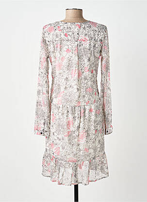 Rochie midi imprimeu floral mâneci lungi alb BELLAWAY femeie
