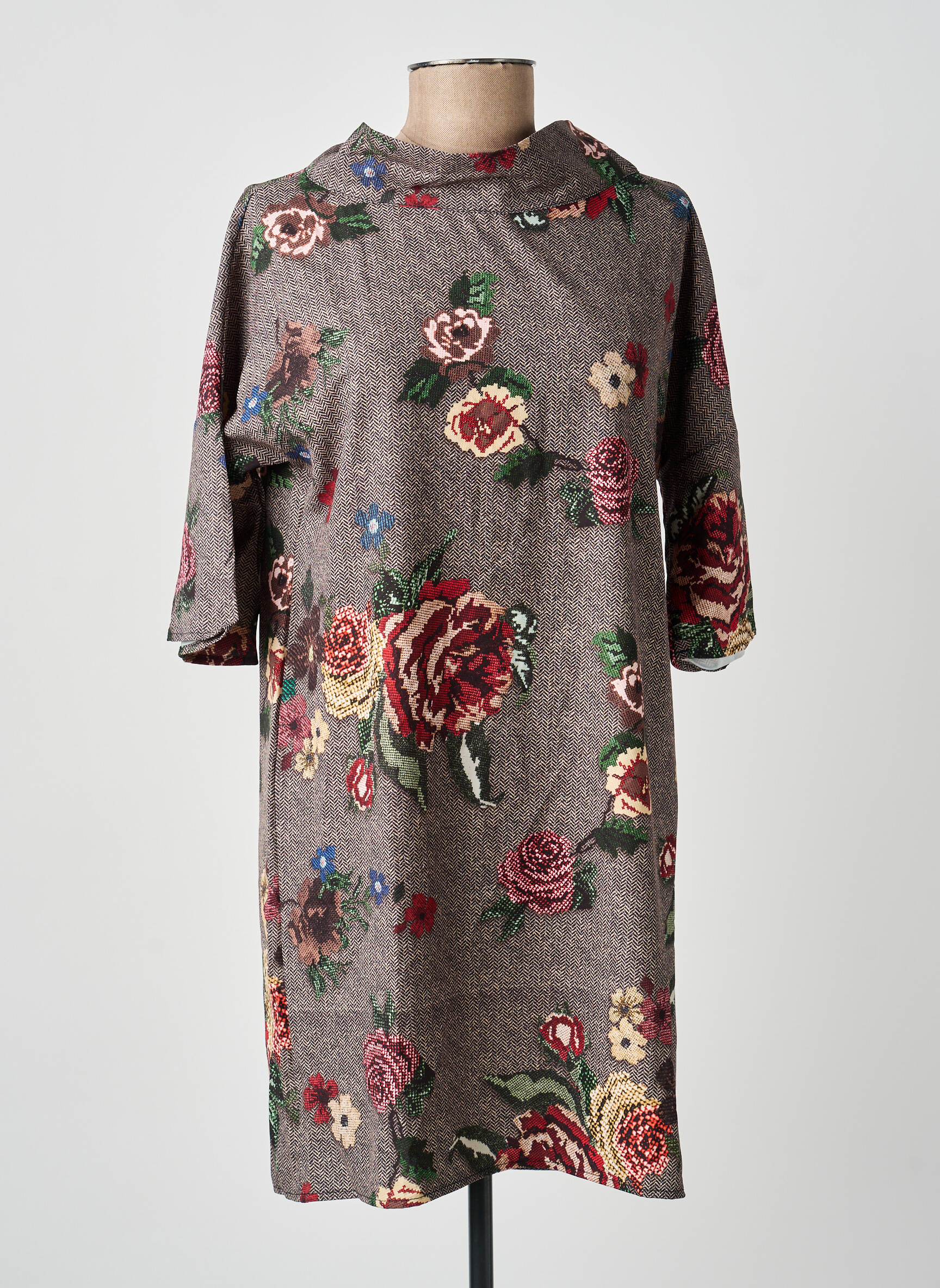 Rochie scurtă mâneci scurte mâneci scurte maro ANTONELLO SERIO femeie