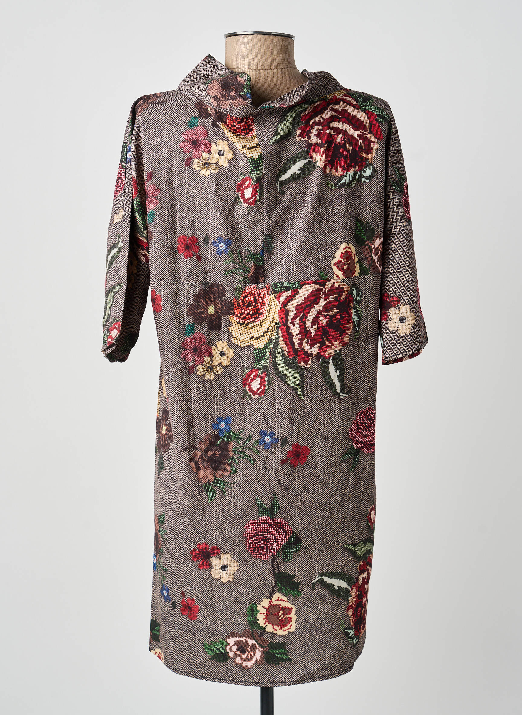 Rochie scurtă mâneci scurte mâneci scurte maro ANTONELLO SERIO femeie