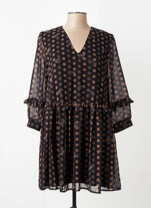 Rochie scurtă croială fluidă mâneci 3/4 negru ANGELA DAVIS femeie