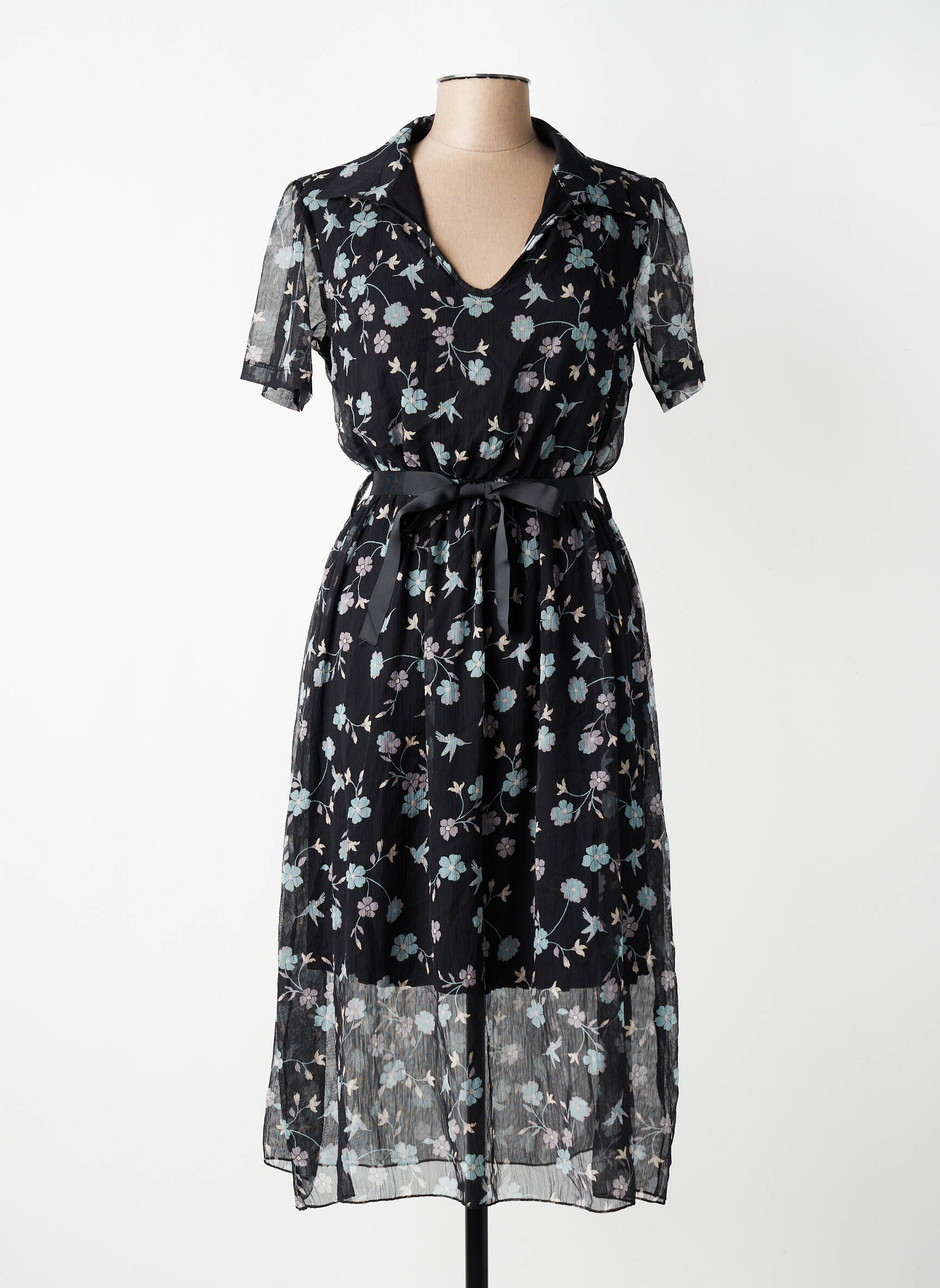 Rochie midi croială fluidă mâneci scurte negru NAS.TY CO' femeie