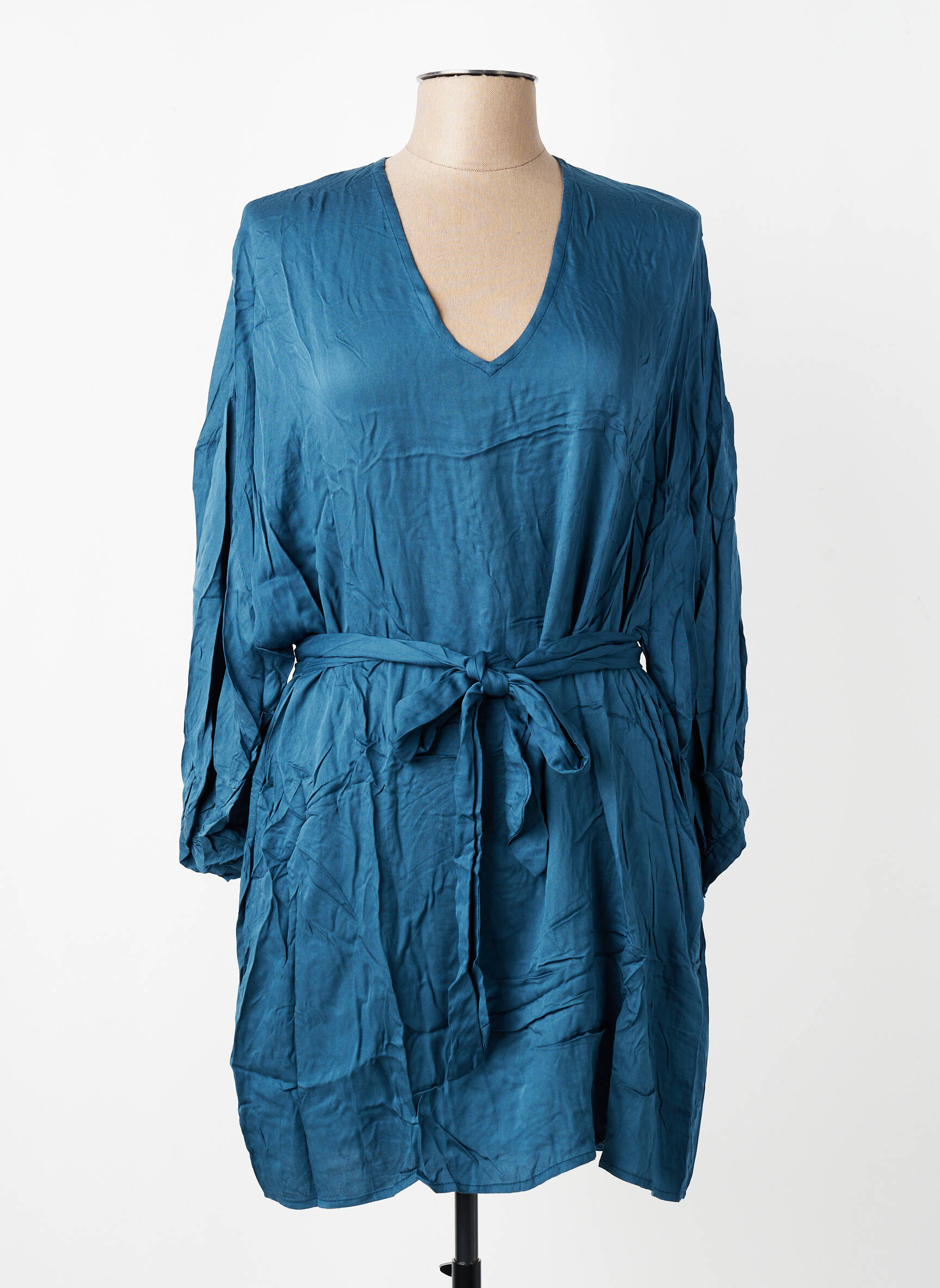 Rochie scurtă croială fluidă mâneci lungi albastru CHARLIE JOE femeie
