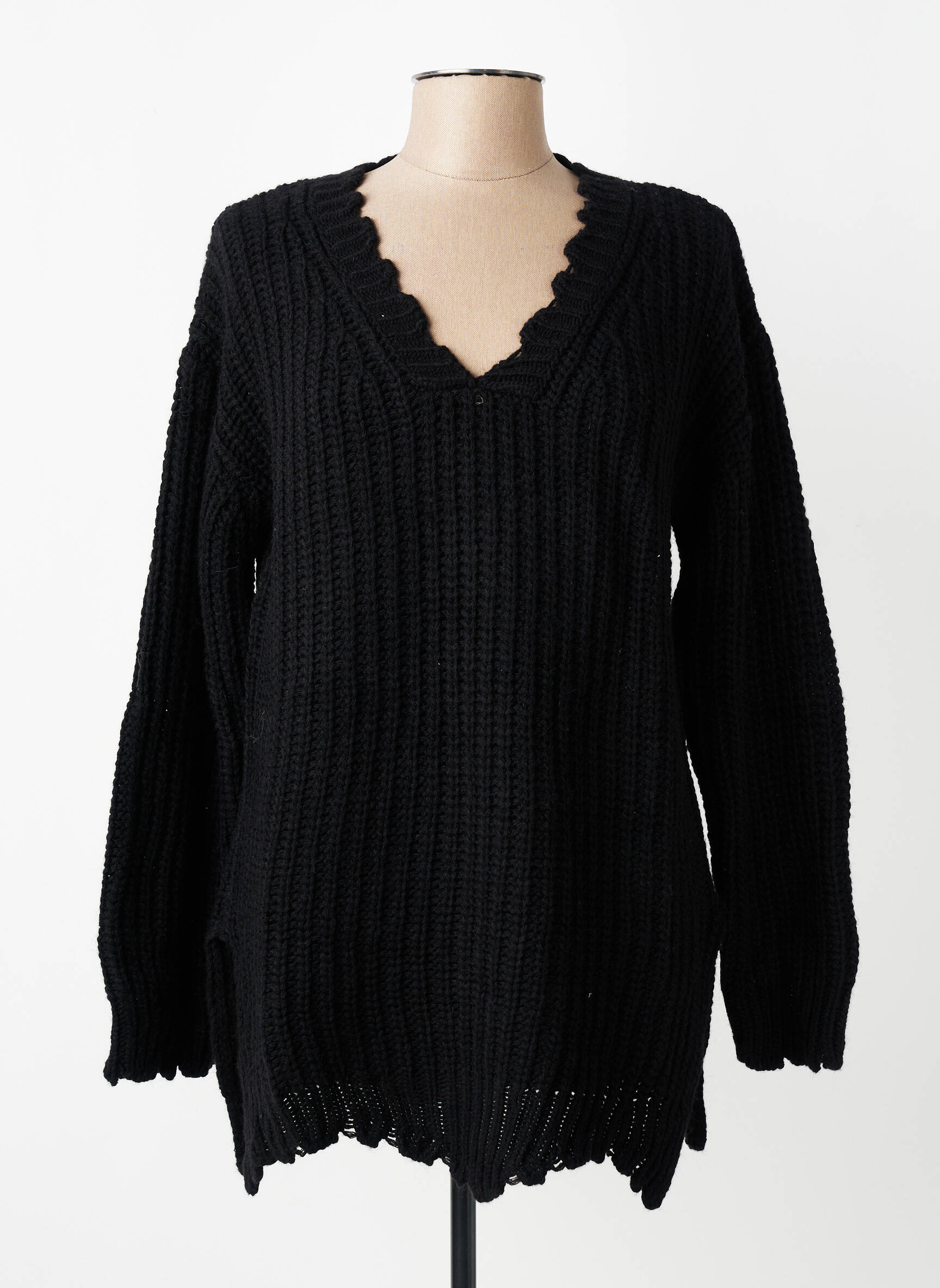 Pulover croială cambrată mâneci lungi negru MARYLEY femeie