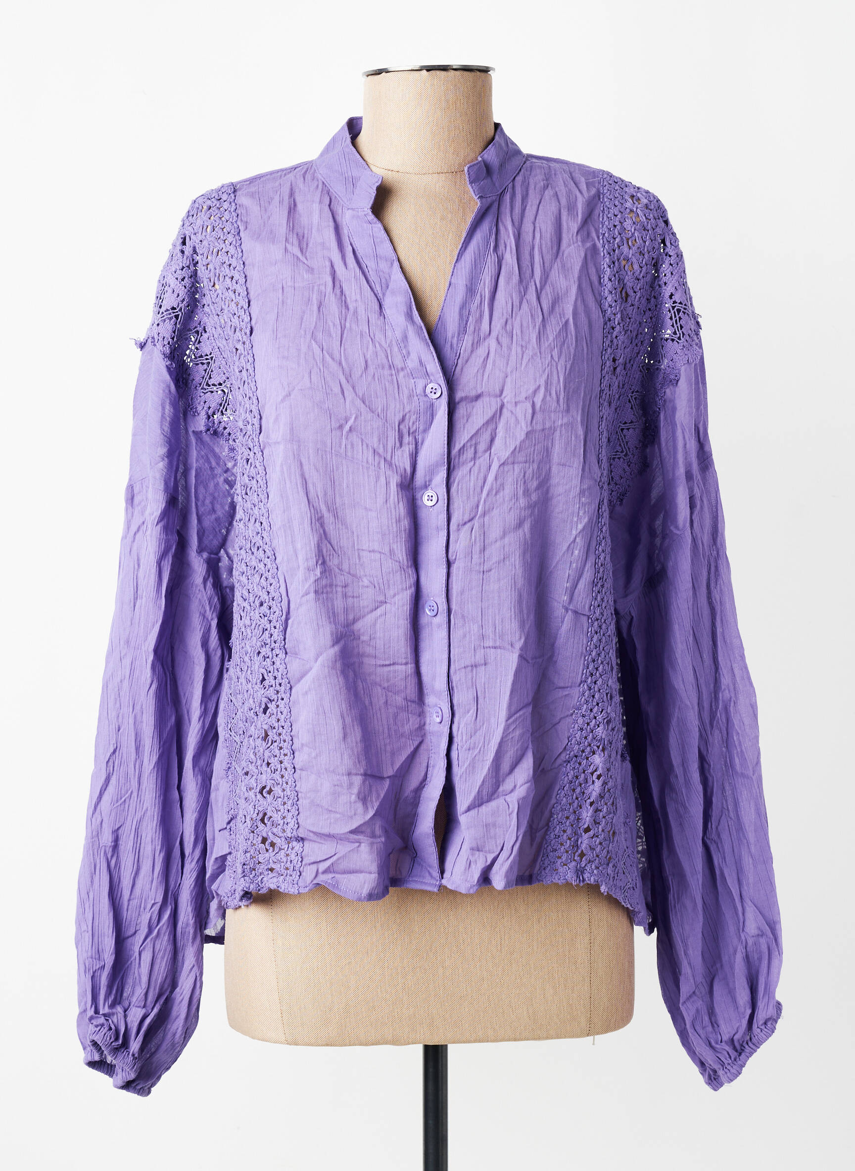 Cămașă țesătură crep mâneci lungi violet WIYA femeie