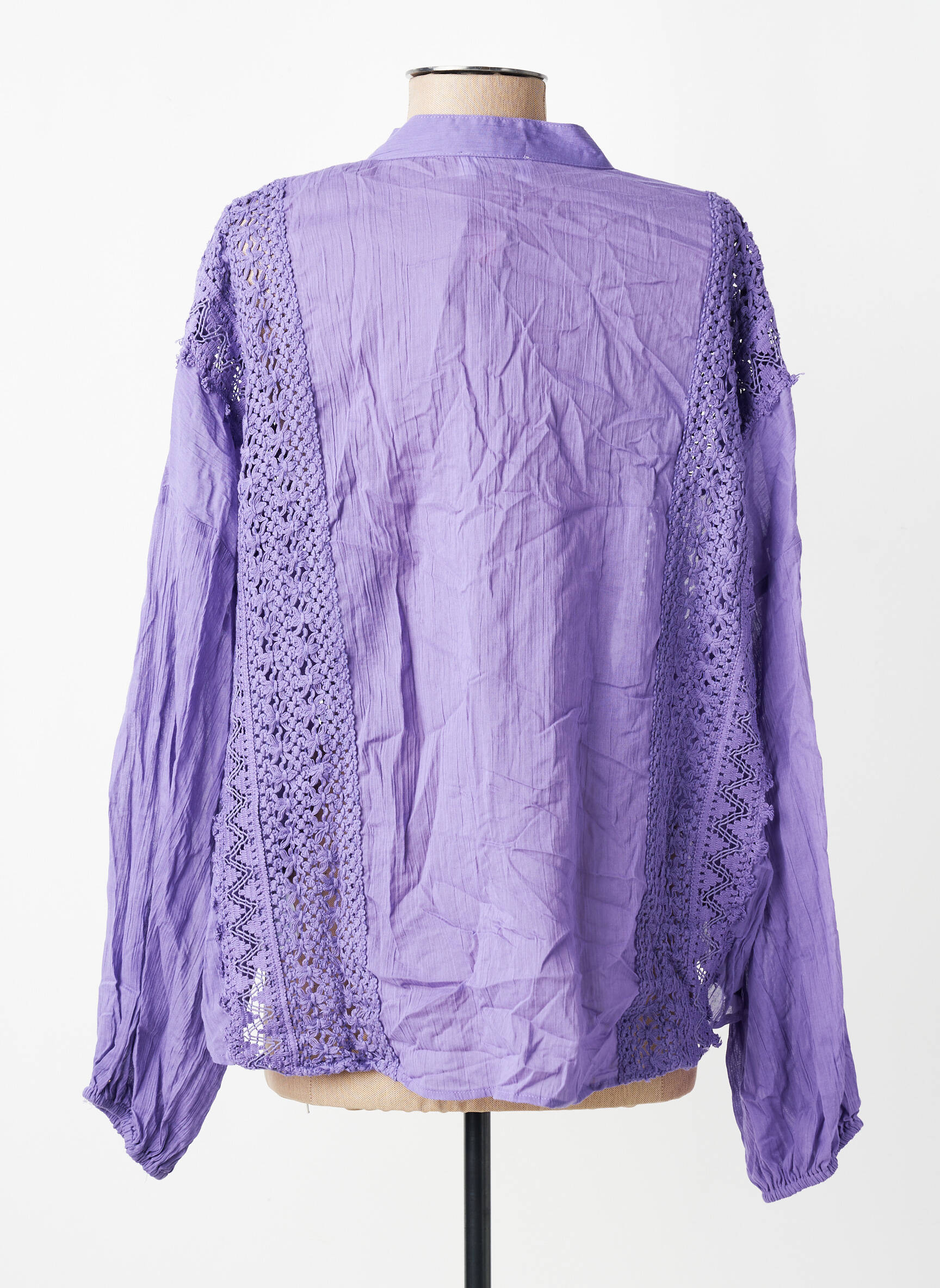 Cămașă țesătură crep mâneci lungi violet WIYA femeie