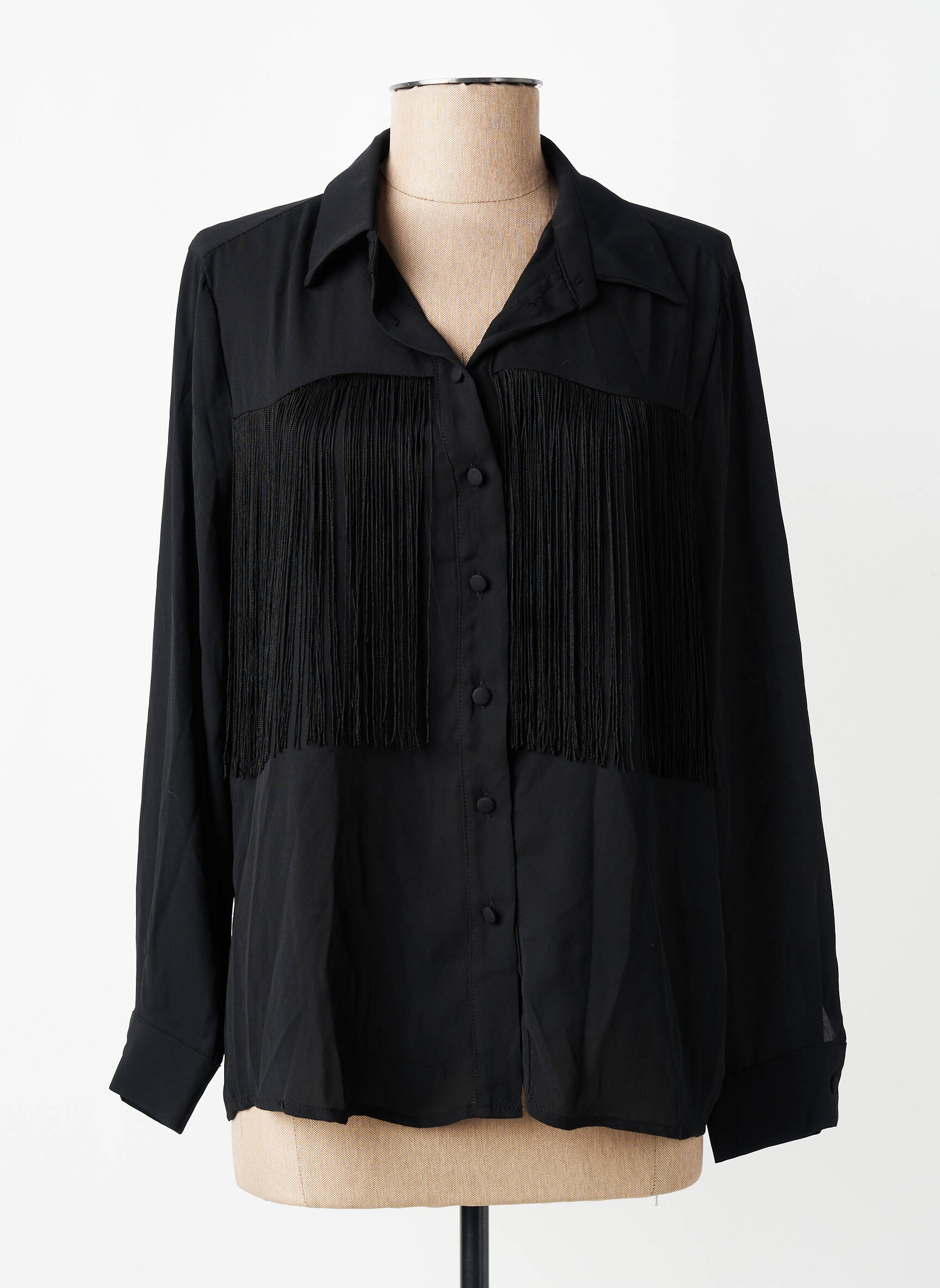 Cămașă țesătură crep mâneci lungi negru SOUVENIR femeie