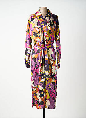Rochie midi imprimeu floral mâneci lungi violet SOUVENIR femeie