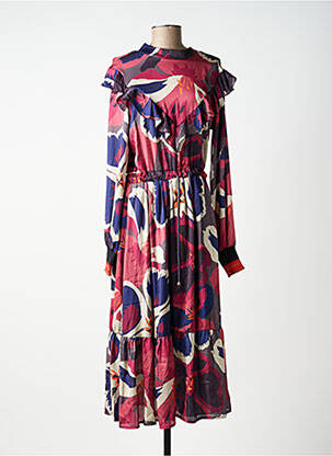 Rochie midi imprimeu fantezie mâneci lungi roz MARYLEY femeie