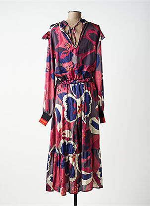 Rochie midi imprimeu fantezie mâneci lungi roz MARYLEY femeie