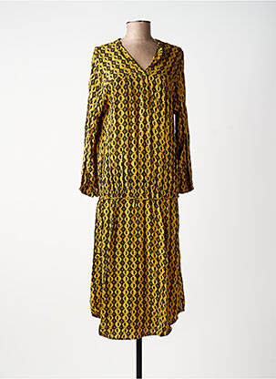 Rochie lungă mâneci lungi mâneci lungi galben CHARLIE JOE femeie