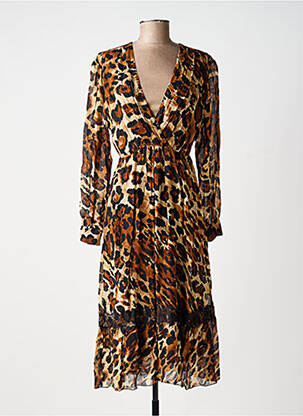 Rochie midi mâneci lungi mâneci lungi maro KING KONG femeie