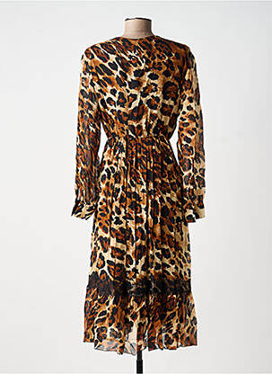 Rochie midi mâneci lungi mâneci lungi maro KING KONG femeie
