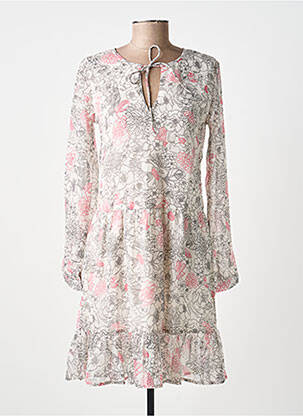 Rochie scurtă imprimeu floral mâneci lungi bej BELLAWAY femeie