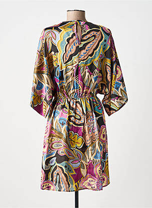 Rochie midi imprimeu floral mâneci 3/4 violet KING KONG femeie