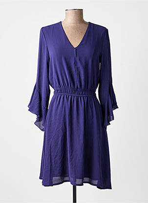 Rochie midi țesătură crep mâneci lungi violet ANGELA DAVIS femeie