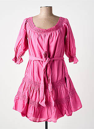 Rochie scurtă mâneci 3/4 mâneci 3/4 roz KING KONG femeie