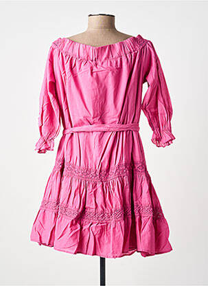Rochie scurtă mâneci 3/4 mâneci 3/4 roz KING KONG femeie