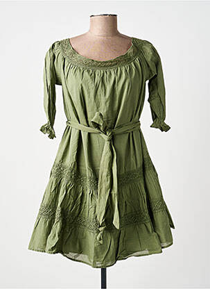 Rochie scurtă mâneci 3/4 mâneci 3/4 verde KING KONG femeie