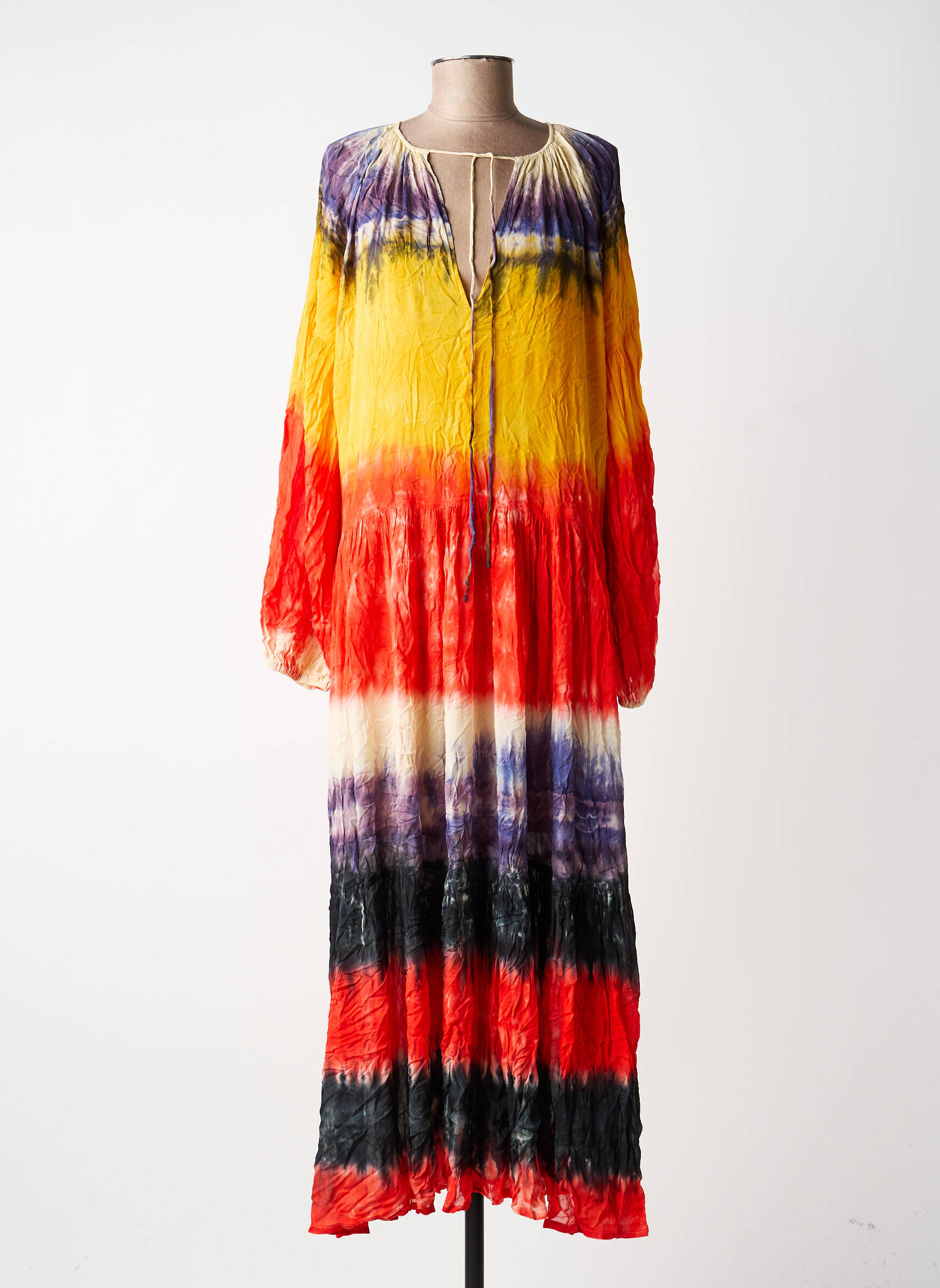 Rochie lungă mâneci lungi mâneci lungi galben CHARLIE JOE femeie