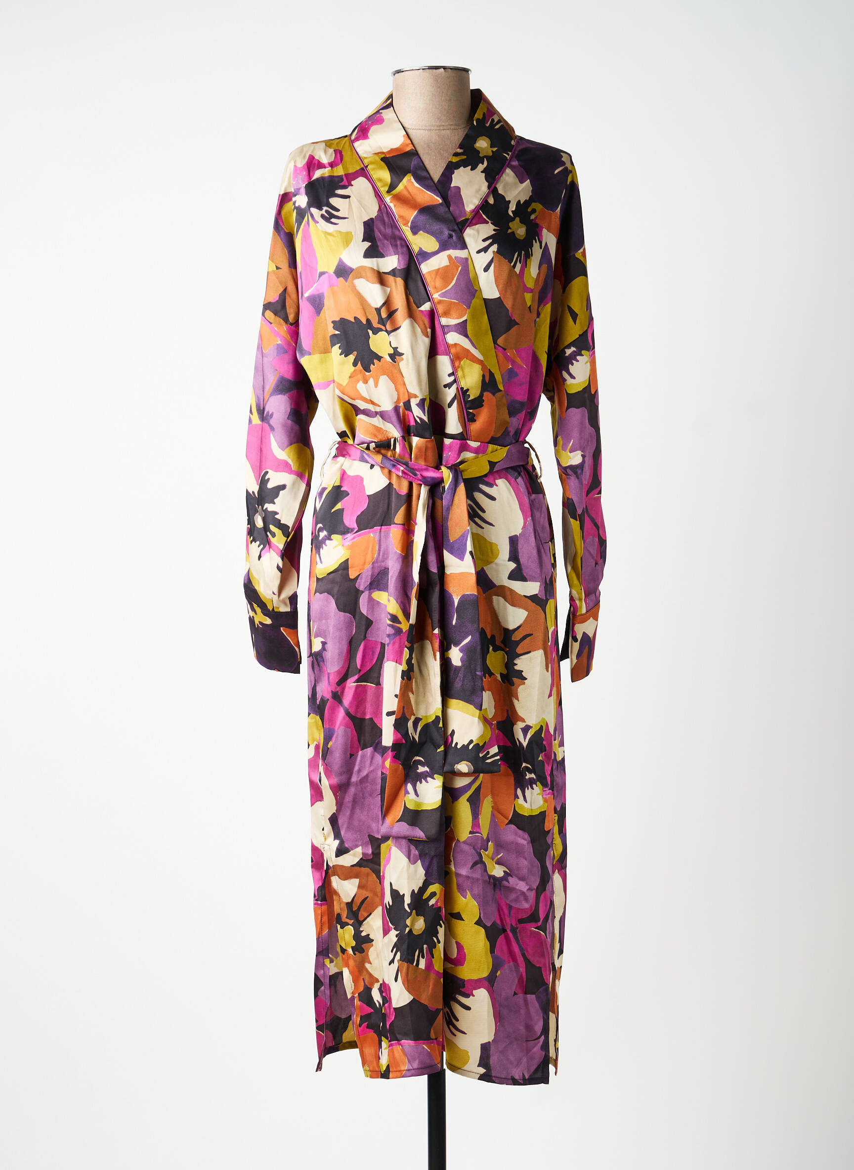 Rochie midi imprimeu floral mâneci lungi violet SOUVENIR femeie