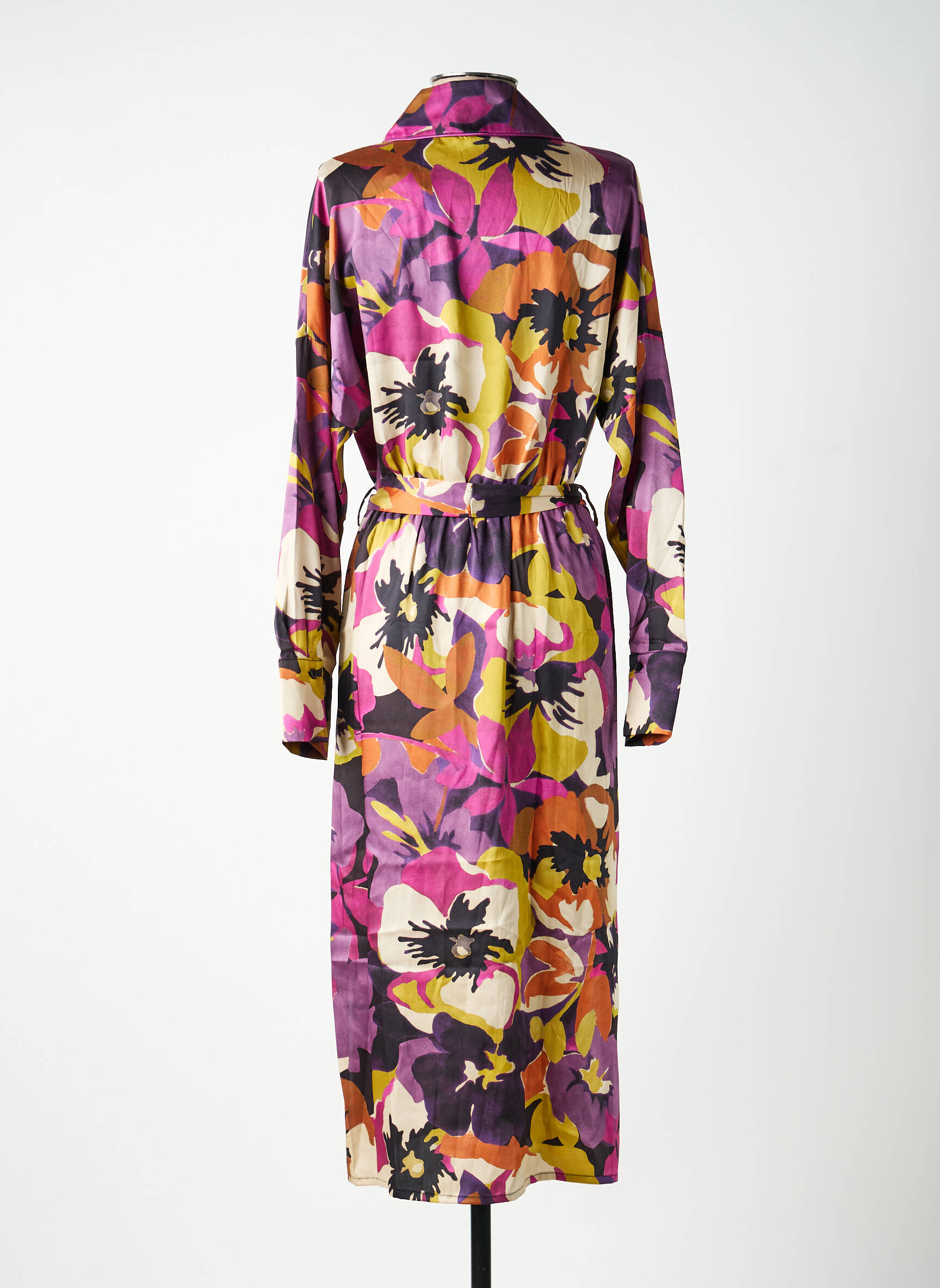Rochie midi imprimeu floral mâneci lungi violet SOUVENIR femeie