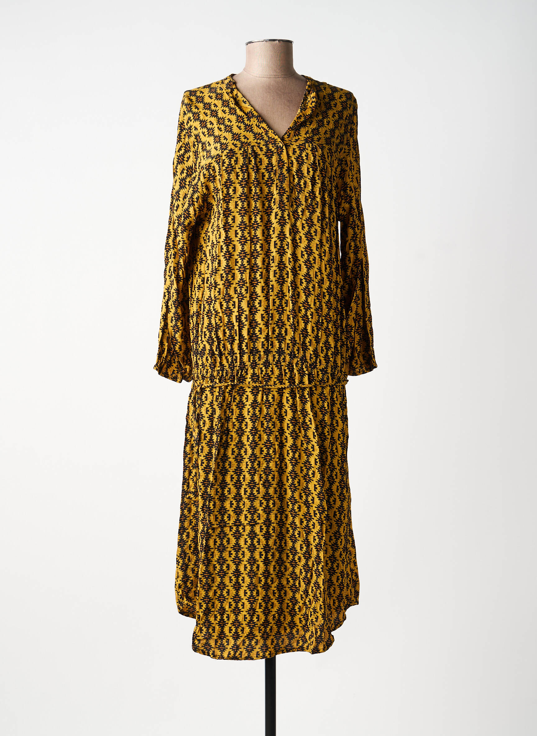 Rochie lungă mâneci lungi mâneci lungi galben CHARLIE JOE femeie