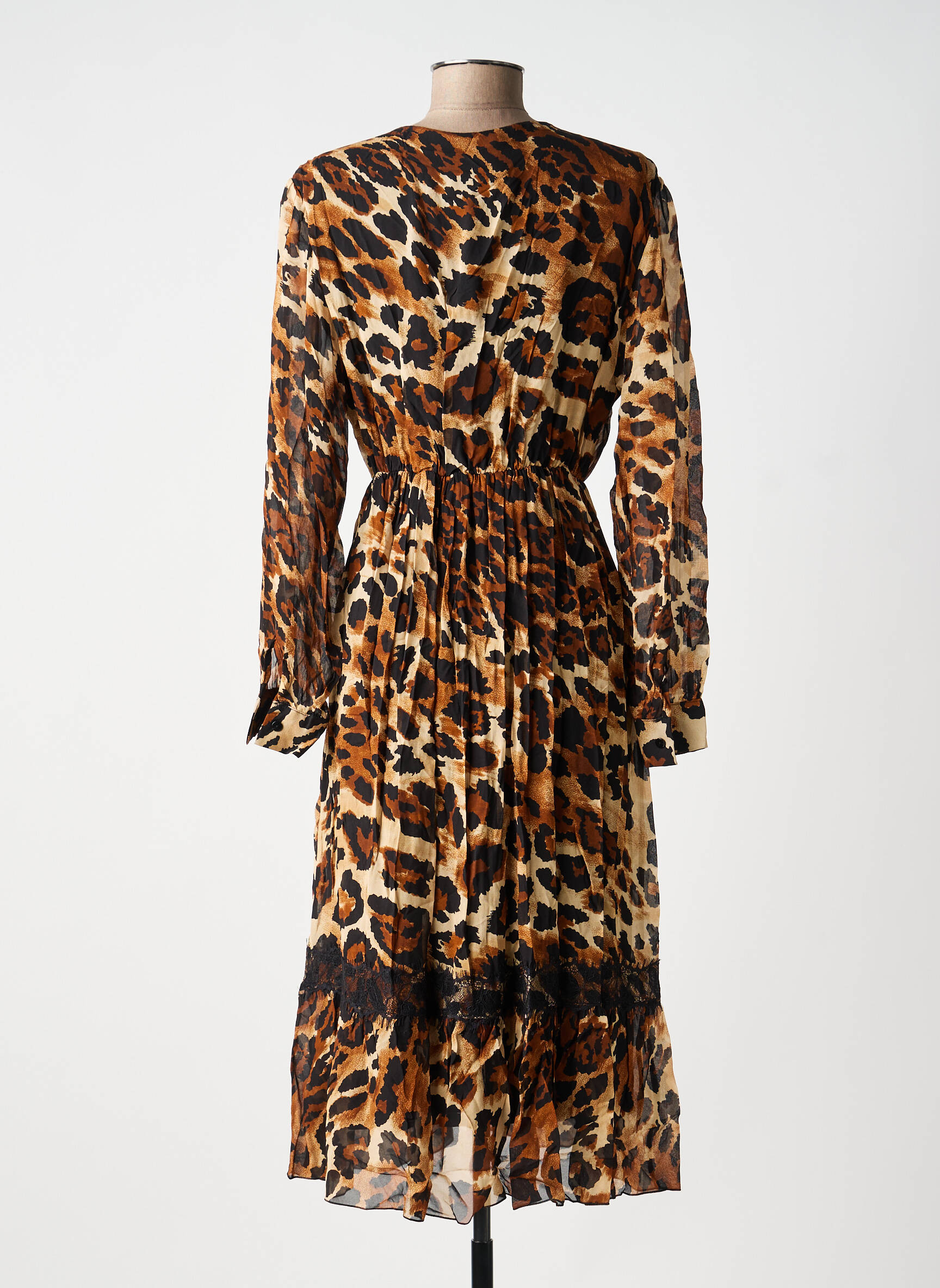 Rochie midi mâneci lungi mâneci lungi maro KING KONG femeie
