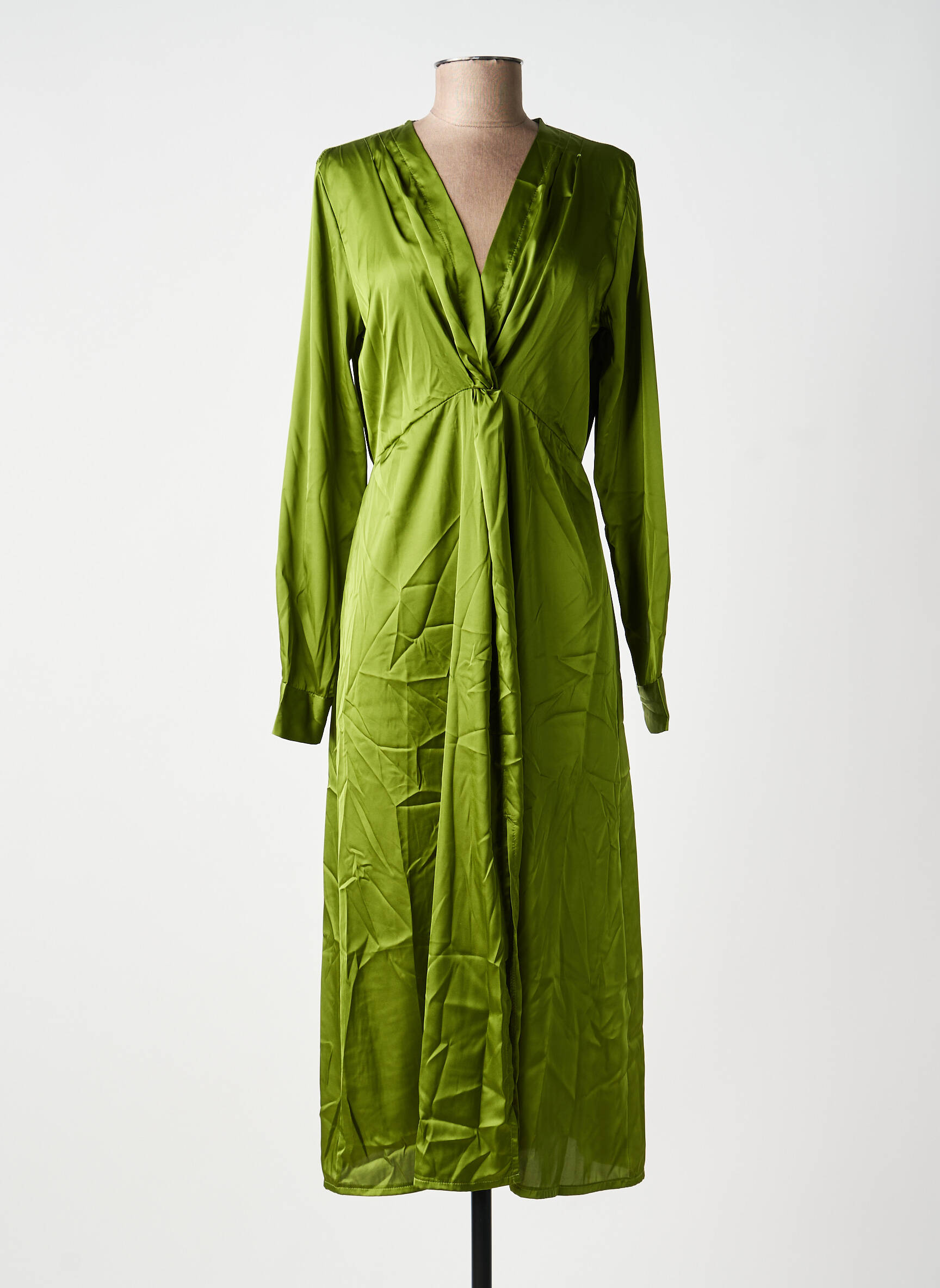Rochie midi mâneci lungi mâneci lungi verde KING KONG femeie