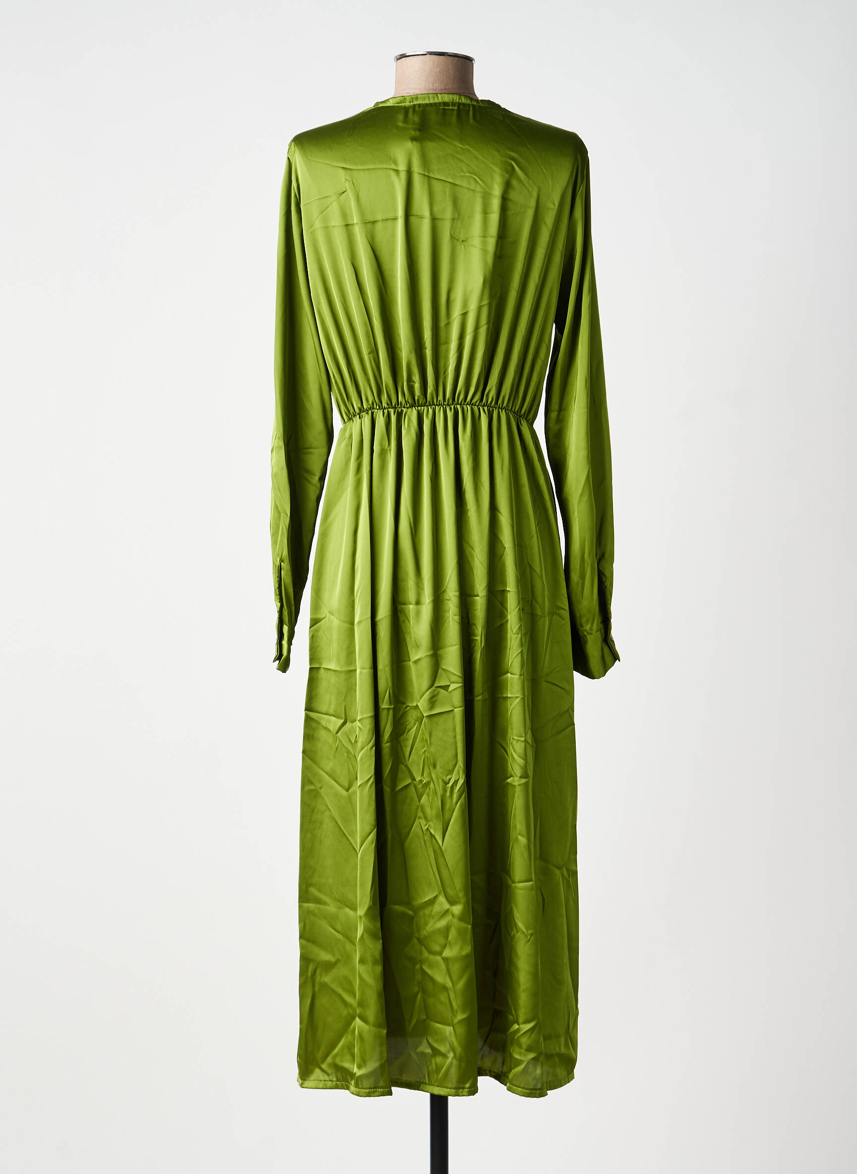 Rochie midi mâneci lungi mâneci lungi verde KING KONG femeie