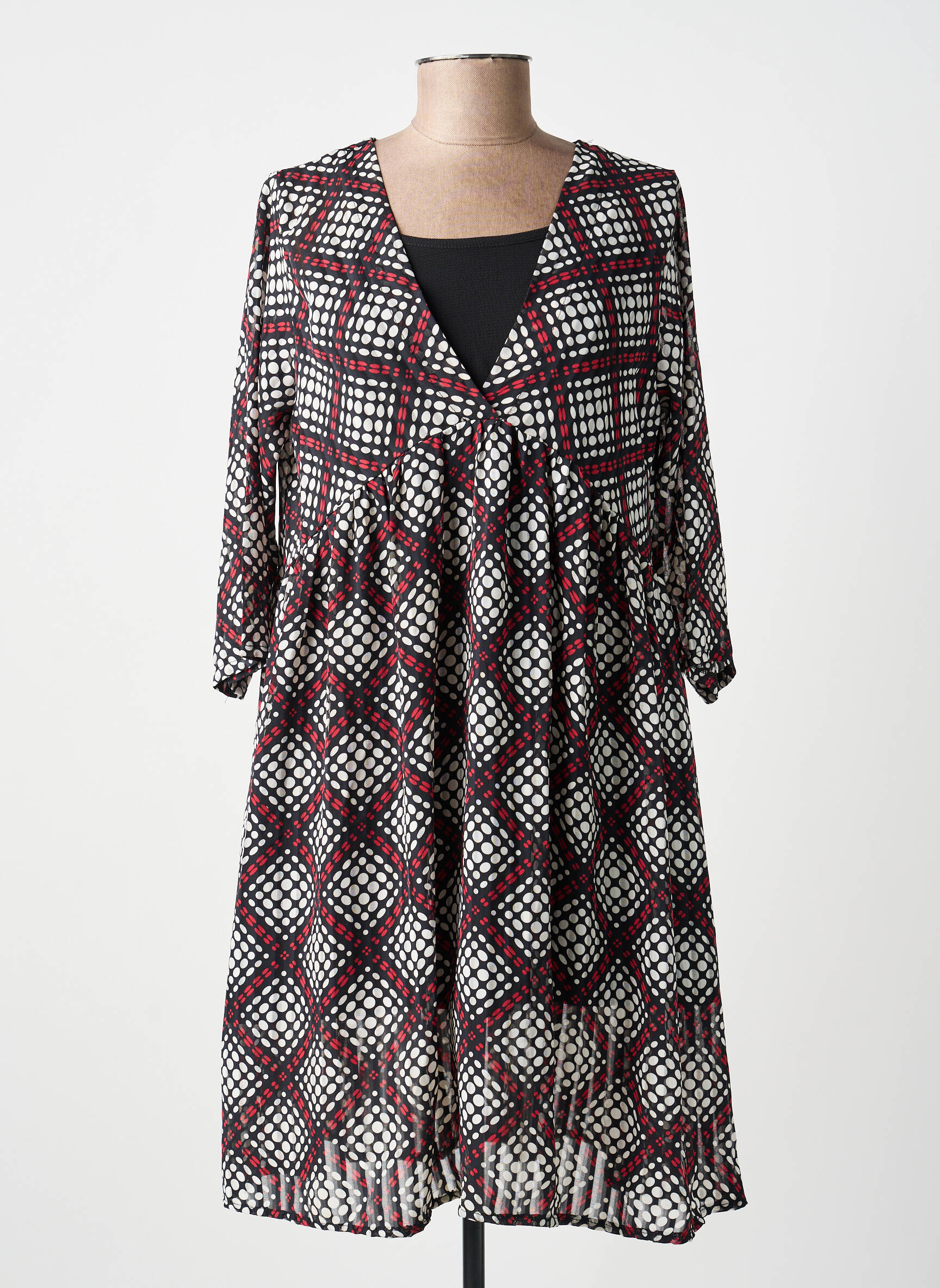 Rochie midi mâneci 3/4 mâneci 3/4 negru ANTONELLO SERIO femeie