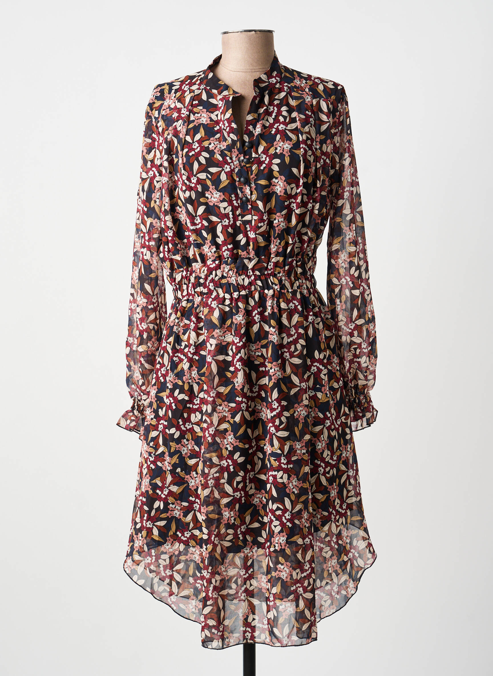 Rochie midi croială fluidă mâneci lungi roșu MARYLEY femeie